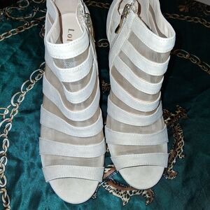 LOFT Women's Cream Strappy Heels